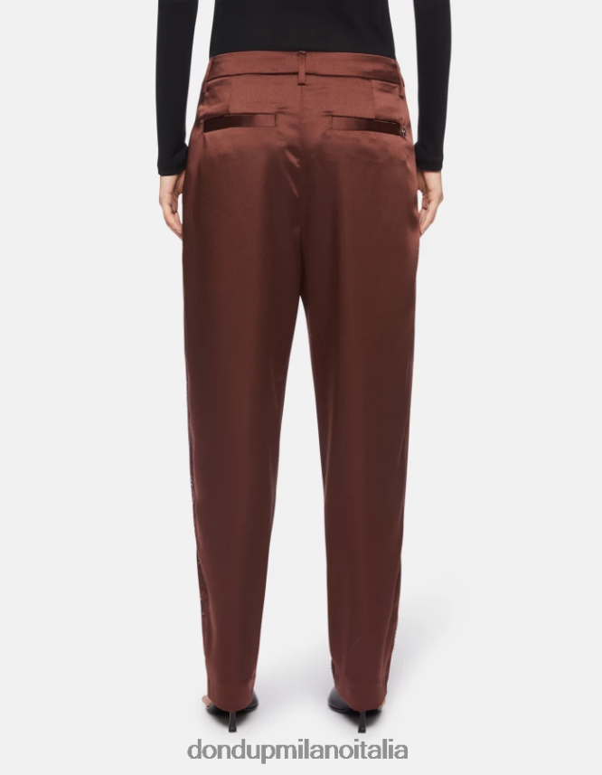 DONDUP mujer pantalones holgados de satén micaela vestir ciocolato AZX2Z0191