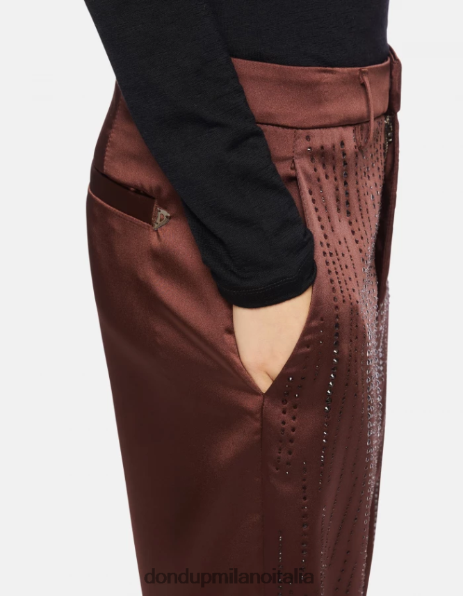 DONDUP mujer pantalones holgados de satén micaela vestir ciocolato AZX2Z0191