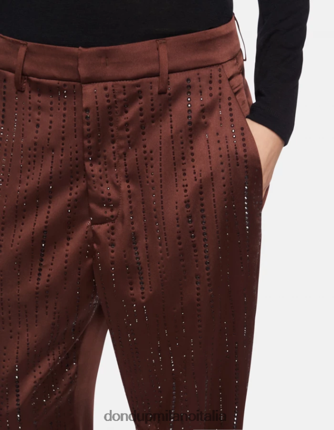 DONDUP mujer pantalones holgados de satén micaela vestir ciocolato AZX2Z0191