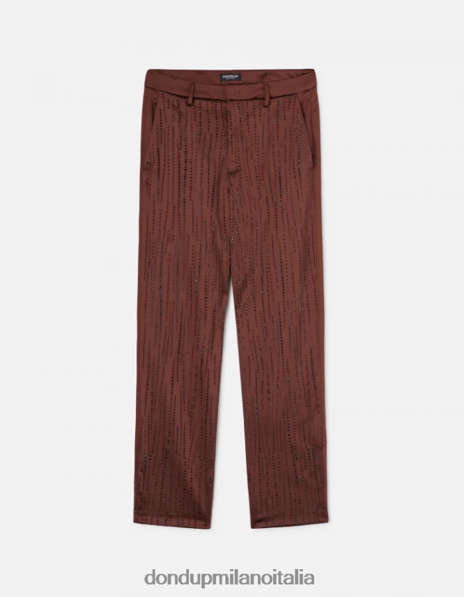 DONDUP mujer pantalones holgados de satén micaela vestir ciocolato AZX2Z0191