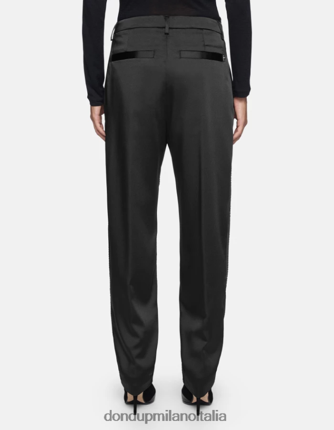 DONDUP mujer pantalones holgados de satén micaela vestir negro AZX2Z0190