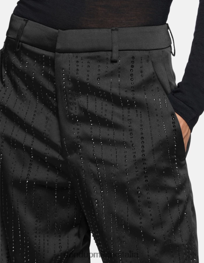 DONDUP mujer pantalones holgados de satén micaela vestir negro AZX2Z0190