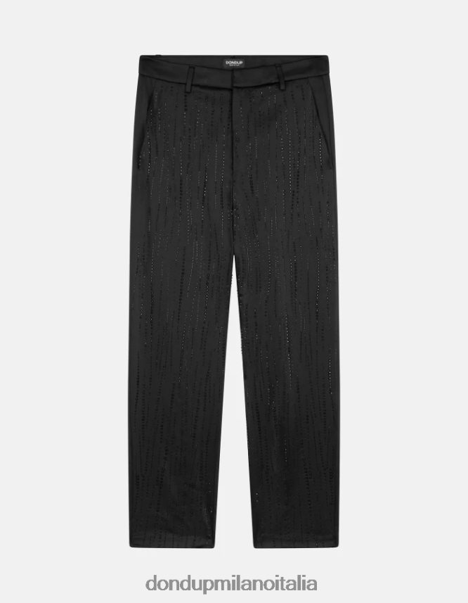 DONDUP mujer pantalones holgados de satén micaela vestir negro AZX2Z0190