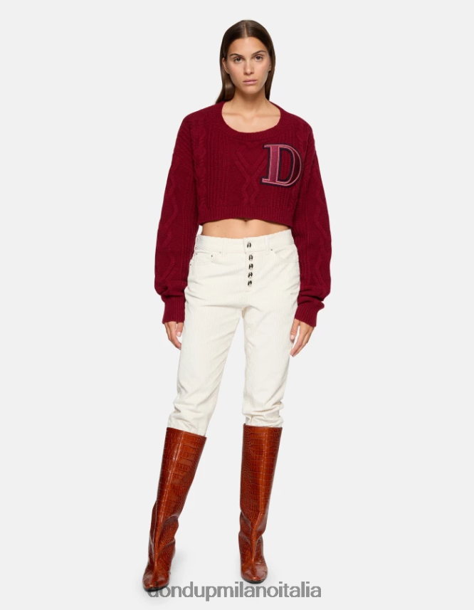 DONDUP mujer pantalones holgados de terciopelo koons vestir alabastro AZX2Z0107