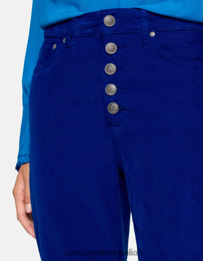 DONDUP mujer pantalones holgados de terciopelo koons vestir azul real AZX2Z074