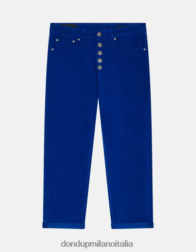 DONDUP mujer pantalones holgados de terciopelo koons vestir azul real AZX2Z074