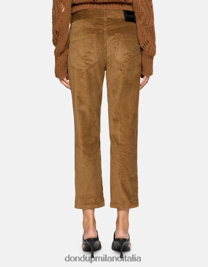 DONDUP mujer pantalones holgados de terciopelo koons vestir canela AZX2Z0106