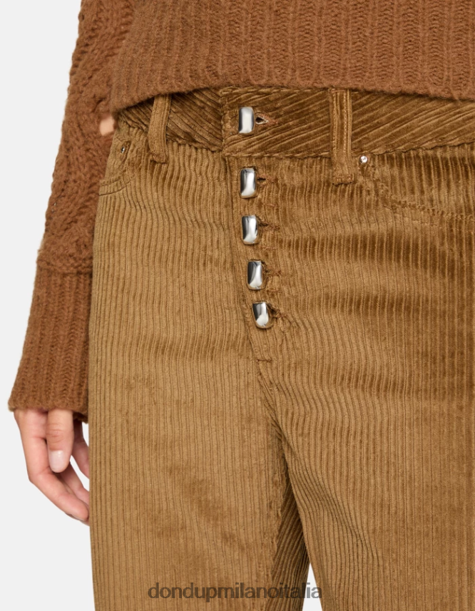 DONDUP mujer pantalones holgados de terciopelo koons vestir canela AZX2Z0106