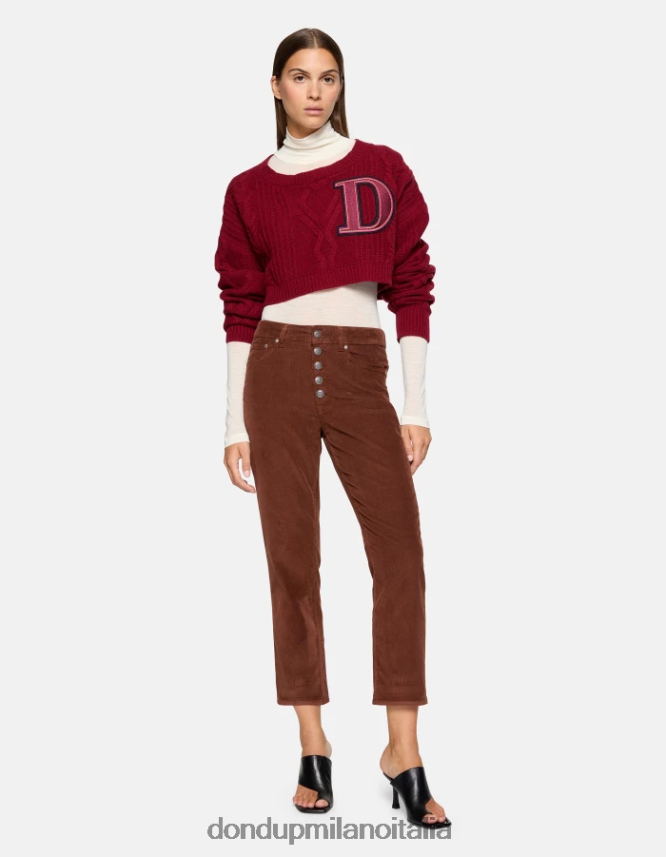 DONDUP mujer pantalones holgados de terciopelo koons vestir ciocolato AZX2Z073