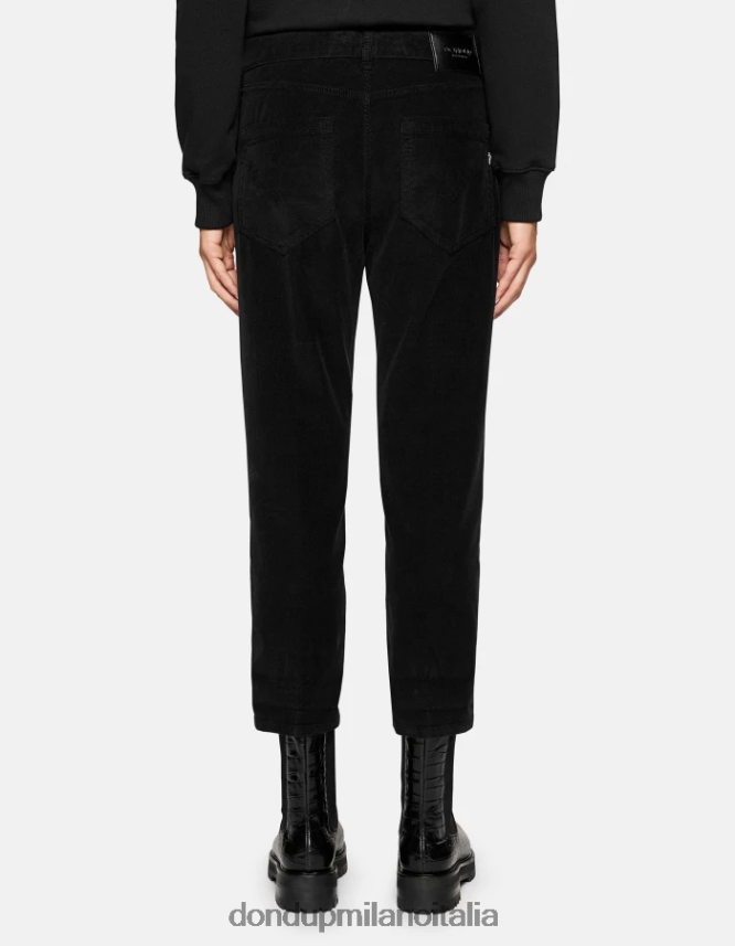 DONDUP mujer pantalones holgados de terciopelo koons vestir negro AZX2Z070