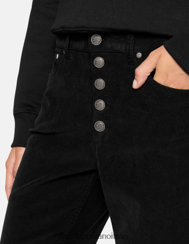 DONDUP mujer pantalones holgados de terciopelo koons vestir negro AZX2Z070