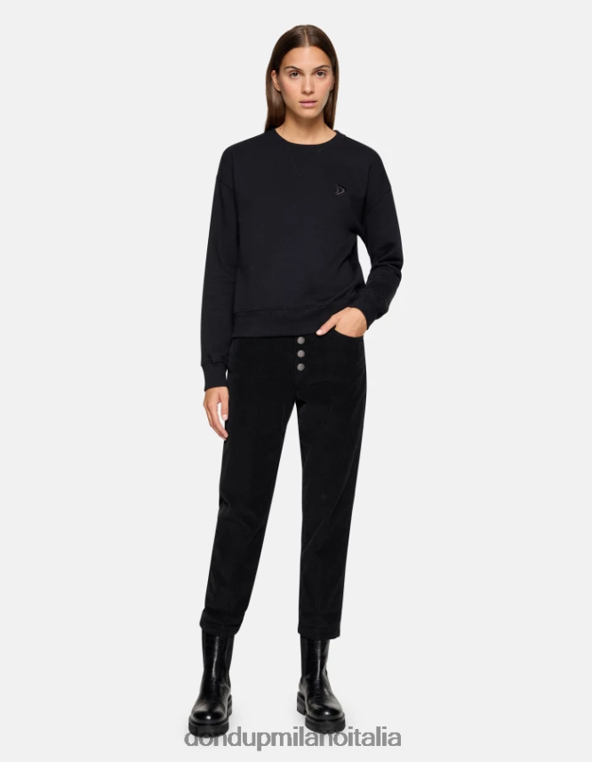 DONDUP mujer pantalones holgados de terciopelo koons vestir negro AZX2Z070