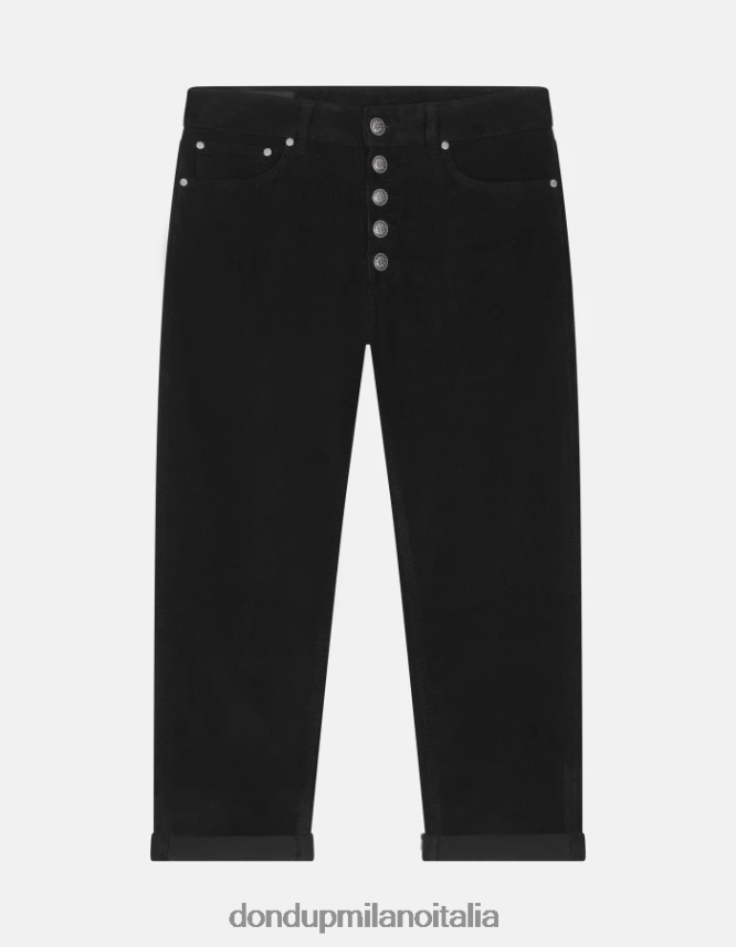 DONDUP mujer pantalones holgados de terciopelo koons vestir negro AZX2Z070