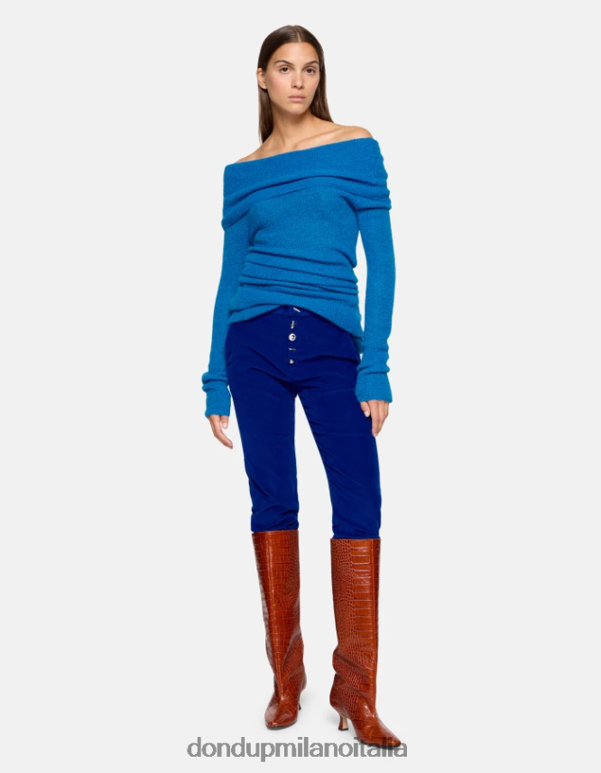 DONDUP mujer pantalones holgados de terciopelo nima vestir azul real AZX2Z0138