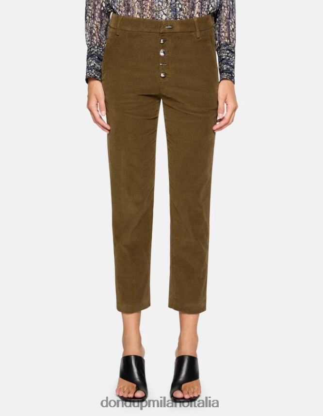 DONDUP mujer pantalones holgados de terciopelo nima vestir ejercito verde AZX2Z0134