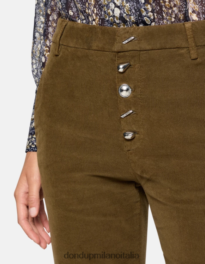 DONDUP mujer pantalones holgados de terciopelo nima vestir ejercito verde AZX2Z0134