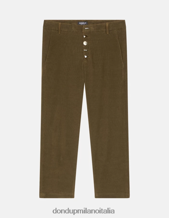 DONDUP mujer pantalones holgados de terciopelo nima vestir ejercito verde AZX2Z0134