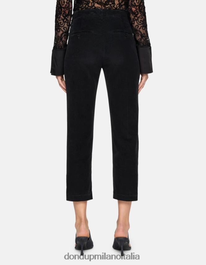 DONDUP mujer pantalones holgados de terciopelo nima vestir negro AZX2Z0137