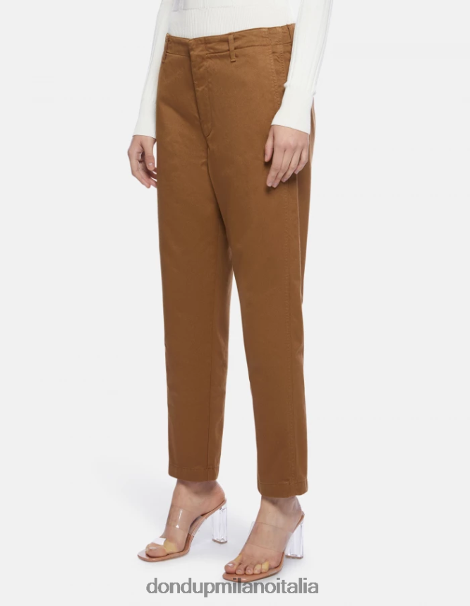 DONDUP mujer pantalones janis carrot fit de algodón vestir kaki AZX2Z0129