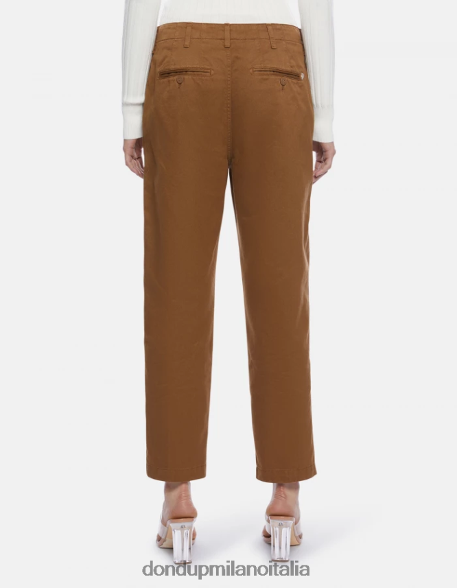 DONDUP mujer pantalones janis carrot fit de algodón vestir kaki AZX2Z0129