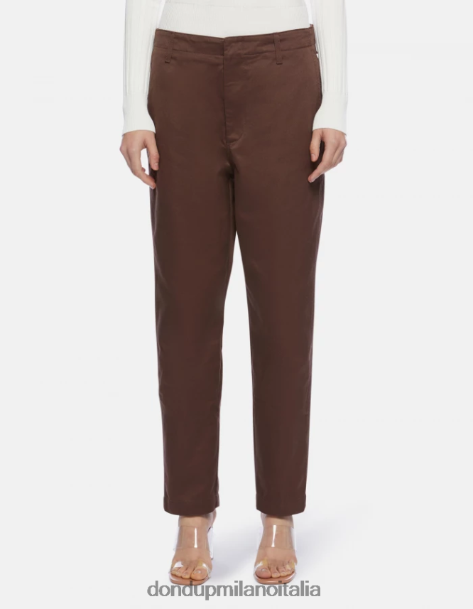 DONDUP mujer pantalones janis carrot fit de algodón vestir marrón AZX2Z0159