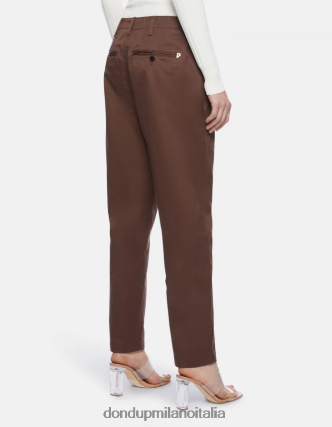 DONDUP mujer pantalones janis carrot fit de algodón vestir marrón AZX2Z0159