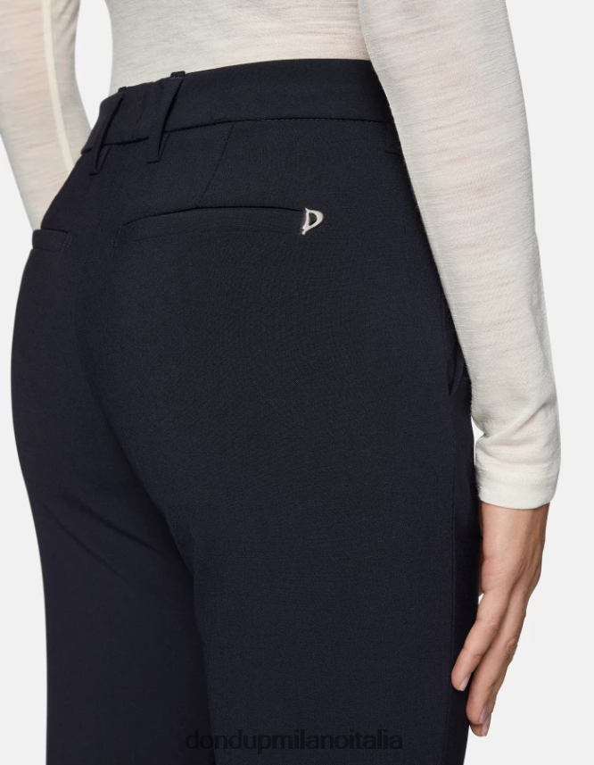 DONDUP mujer pantalones kasya regular fit de lana vestir Azul marino AZX2Z0142