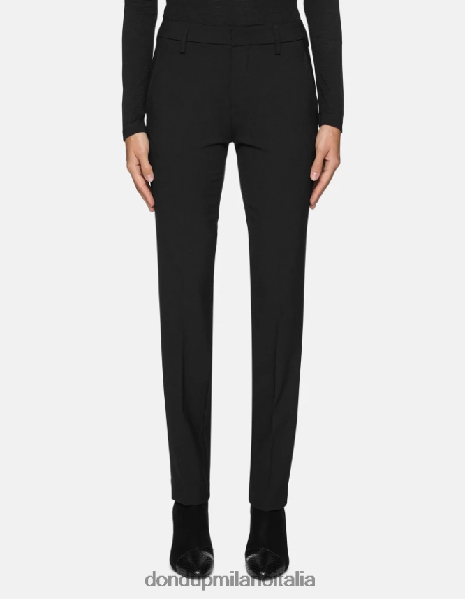 DONDUP mujer pantalones kasya regular fit de lana vestir negro AZX2Z0143