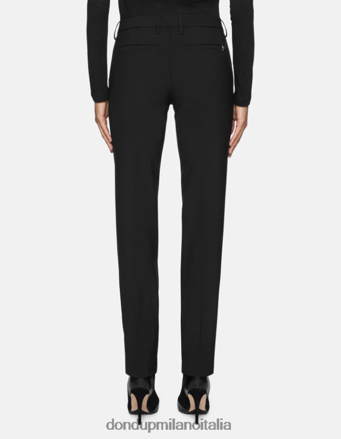 DONDUP mujer pantalones kasya regular fit de lana vestir negro AZX2Z0143