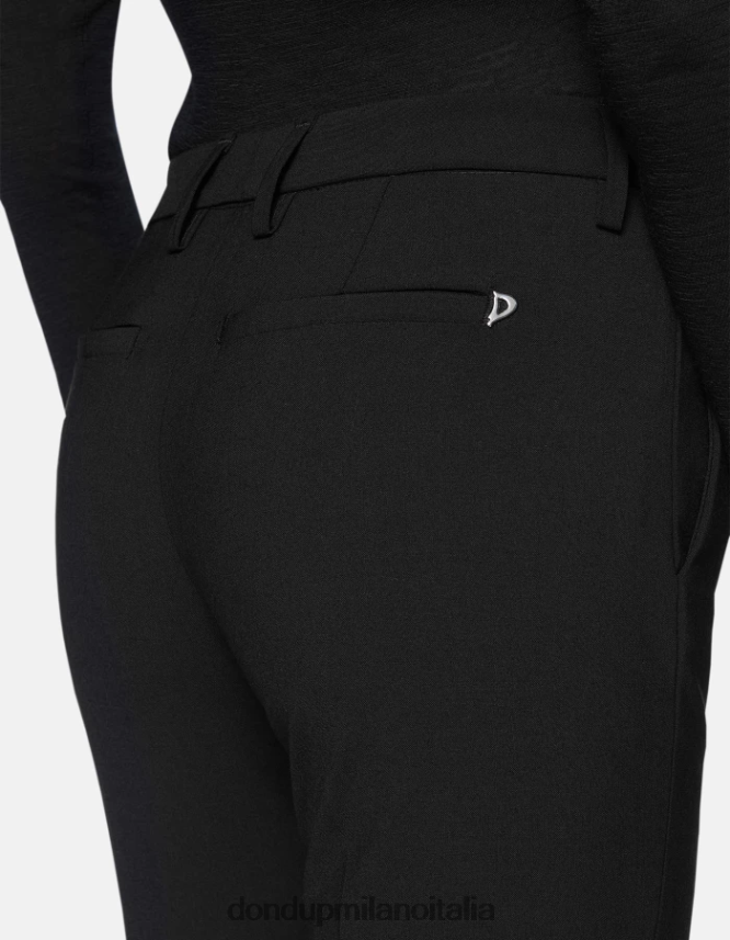 DONDUP mujer pantalones kasya regular fit de lana vestir negro AZX2Z0143