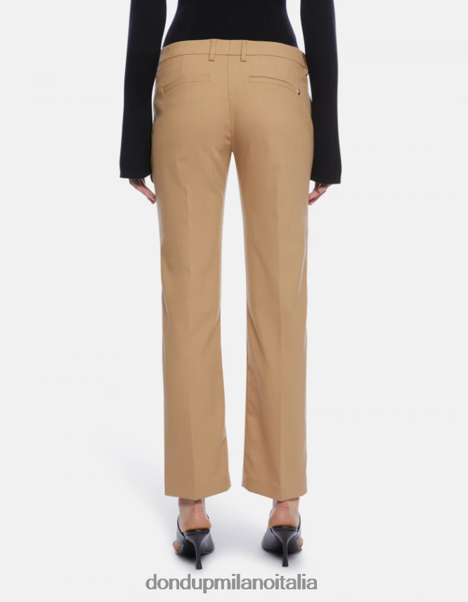 DONDUP mujer pantalones kasya regular fit en mezcla de lana vestir beige AZX2Z0182