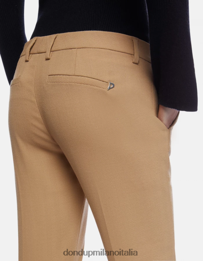 DONDUP mujer pantalones kasya regular fit en mezcla de lana vestir beige AZX2Z0182