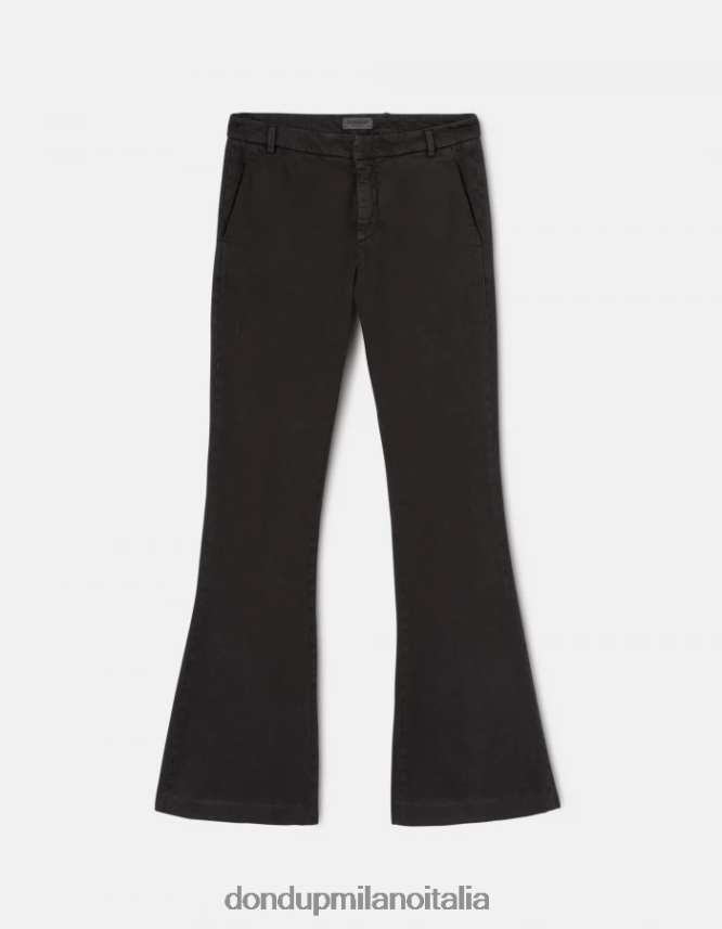 DONDUP mujer pantalones lexi con corte bootcut en denim bull elástico vestir negro AZX2Z0216