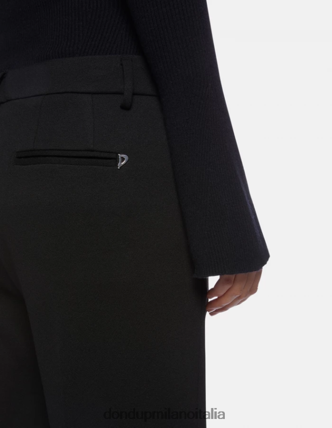 DONDUP mujer pantalones meli holgados de punto de 30 pulgadas vestir negro AZX2Z0227