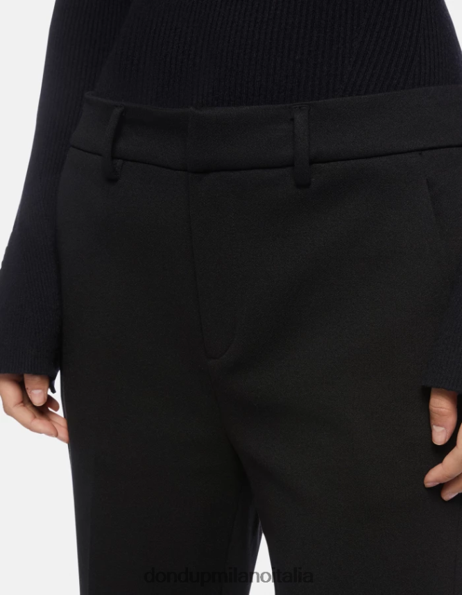 DONDUP mujer pantalones meli holgados de punto de 30 pulgadas vestir negro AZX2Z0227