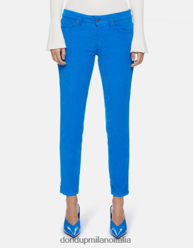 DONDUP mujer pantalones monroe ajustados de terciopelo vestir turquesa AZX2Z014