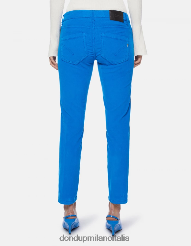 DONDUP mujer pantalones monroe ajustados de terciopelo vestir turquesa AZX2Z014