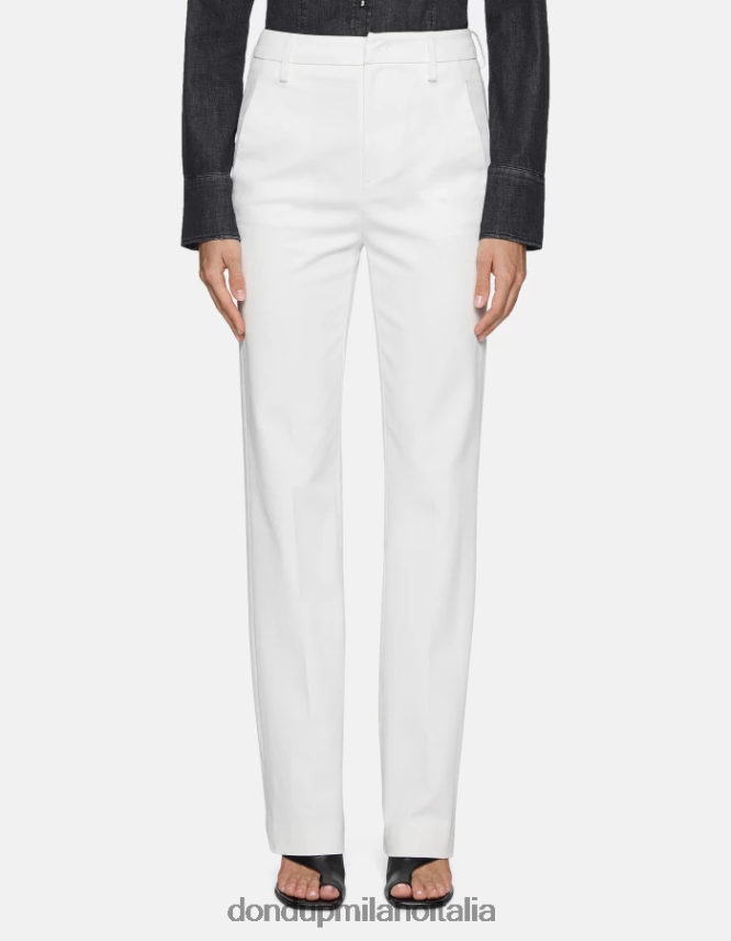 DONDUP mujer pantalones patty regular fit de algodón vestir blanco AZX2Z0150