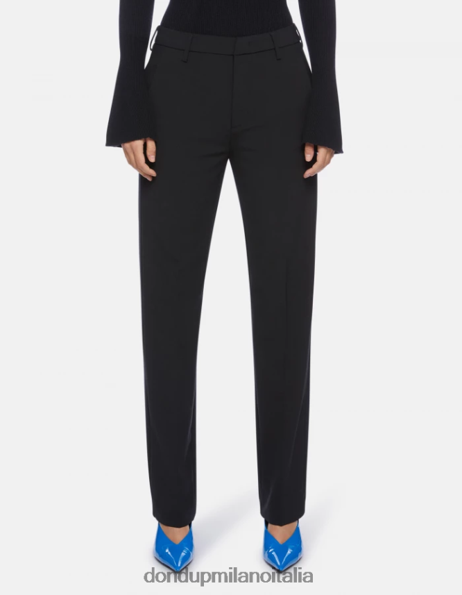 DONDUP mujer pantalones patty regular fit de lana vestir negro AZX2Z0196