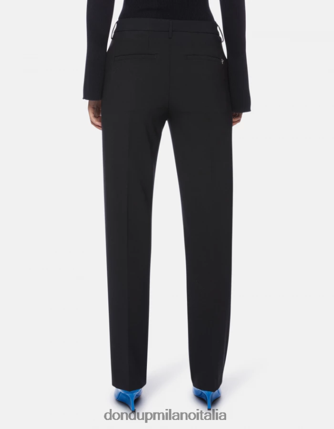 DONDUP mujer pantalones patty regular fit de lana vestir negro AZX2Z0196