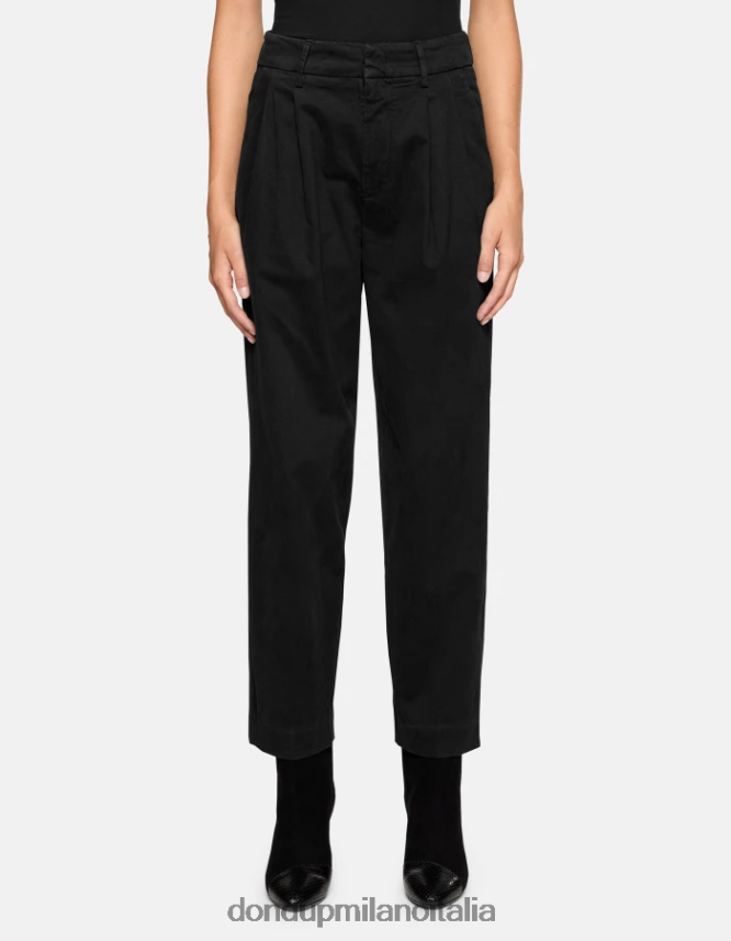 DONDUP mujer pantalones sheryl holgados de algodón vestir negro AZX2Z0237