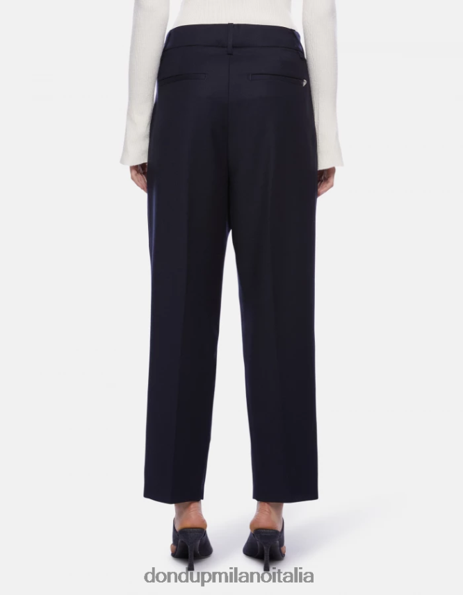 DONDUP mujer pantalones sheryl holgados de franela vestir Azul marino AZX2Z0169