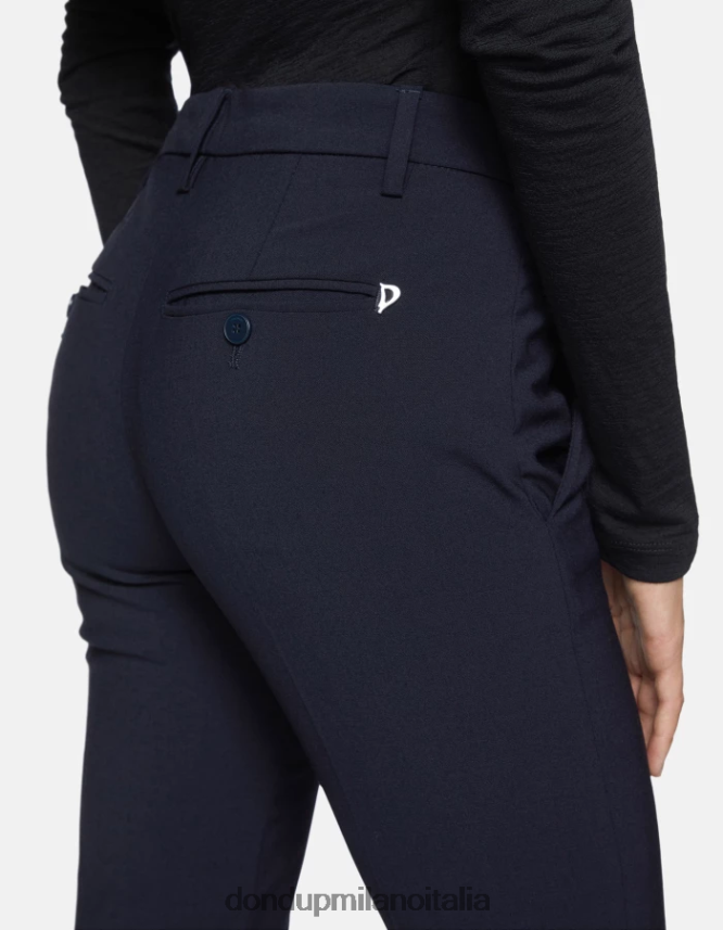 DONDUP mujer pantalones slim fit perfectos de lana vestir Azul marino AZX2Z0183