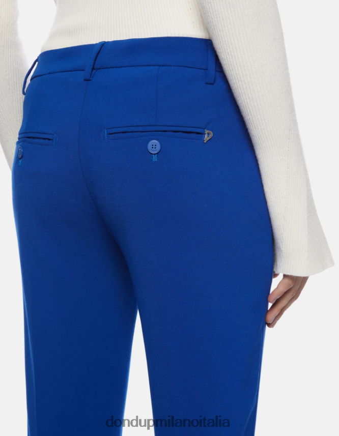 DONDUP mujer pantalones slim fit perfectos de lana vestir azul real AZX2Z0184