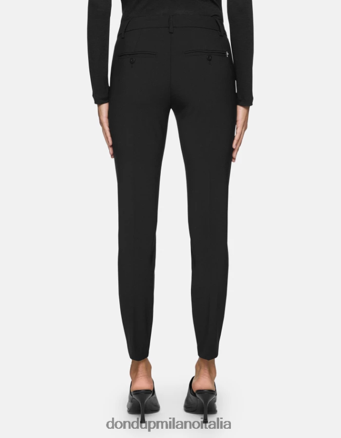 DONDUP mujer pantalones slim fit perfectos de lana vestir negro AZX2Z0185