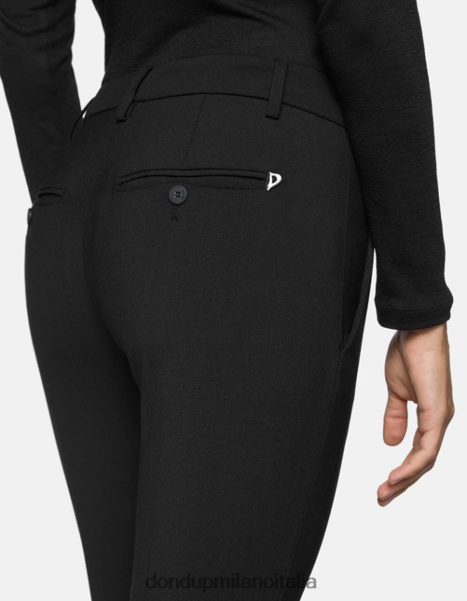 DONDUP mujer pantalones slim fit perfectos de lana vestir negro AZX2Z0185