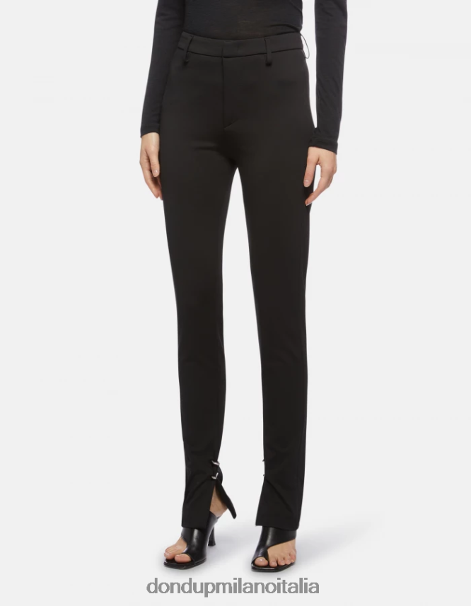 DONDUP mujer pantalones suzi de punto muy ajustados vestir negro AZX2Z0124