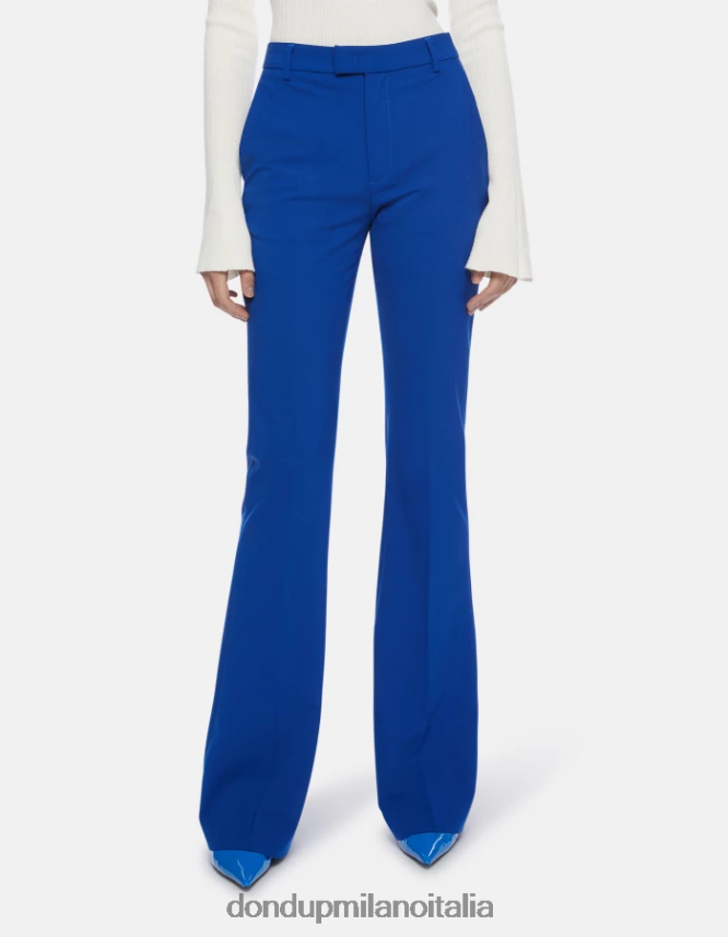 DONDUP mujer pantalones tina de lana con corte bootcut vestir azul real AZX2Z0193