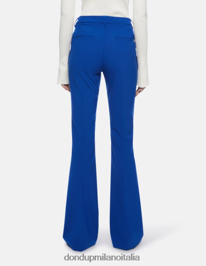 DONDUP mujer pantalones tina de lana con corte bootcut vestir azul real AZX2Z0193