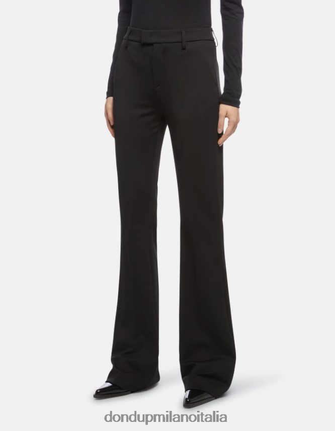 DONDUP mujer pantalones tina de punto con corte bootcut vestir negro AZX2Z0205